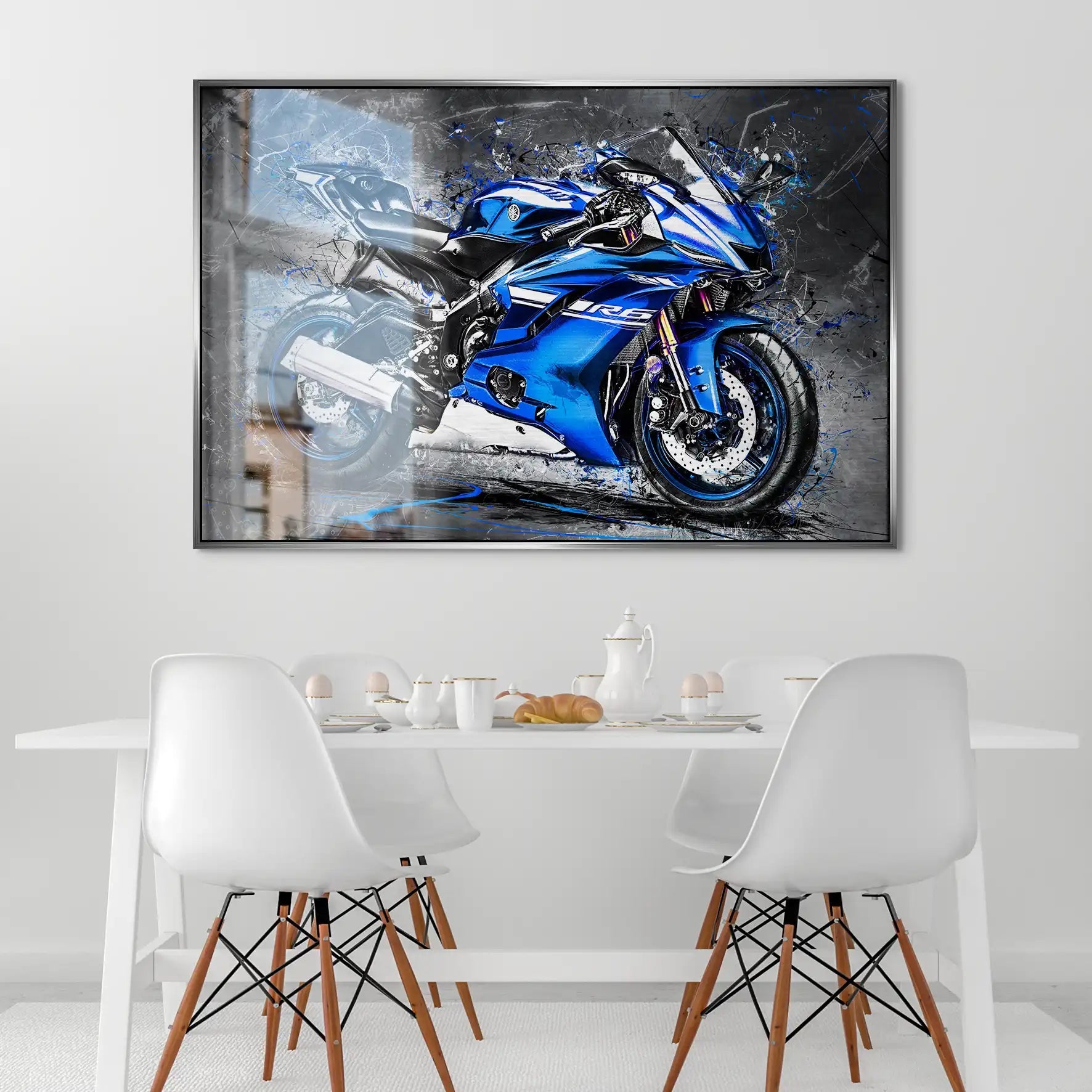 Yamaha R6 Abstrakt Blau AluDibond Gebürstet INGALERIE