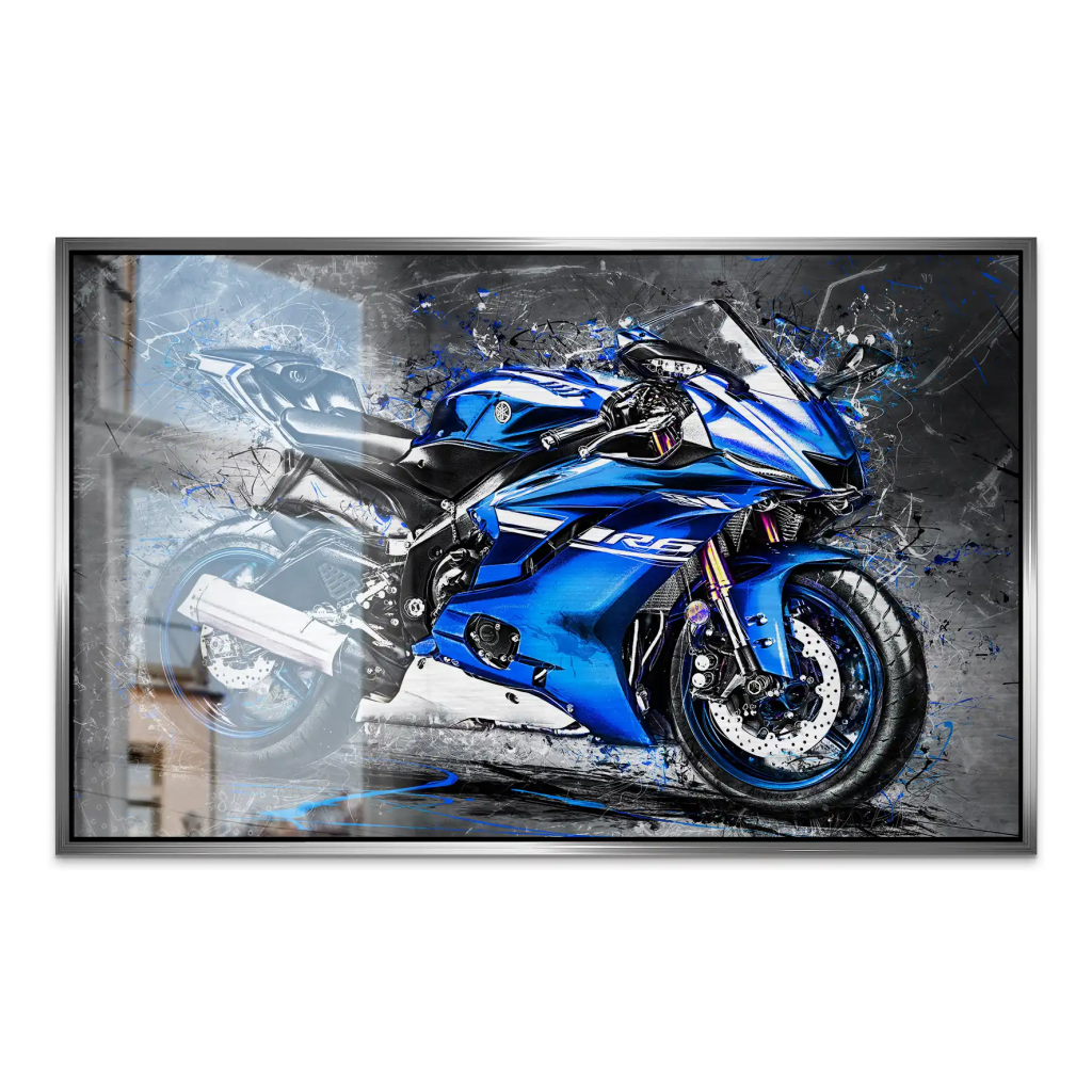Yamaha R6 Abstrakt Blau AluDibond Gebürstet INGALERIE