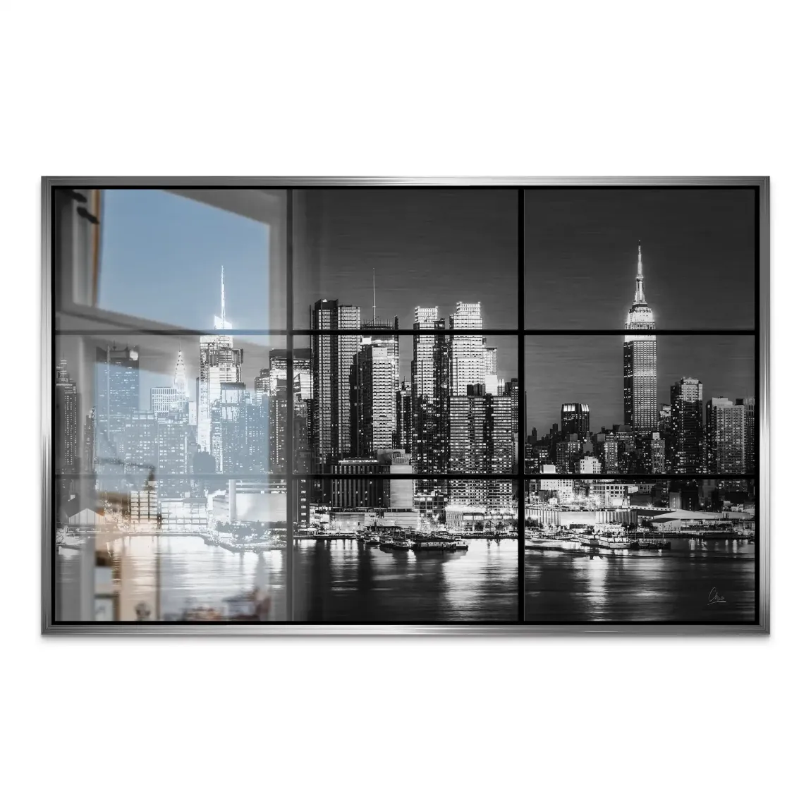 New York Black Skyline AluDibond Gebürstet