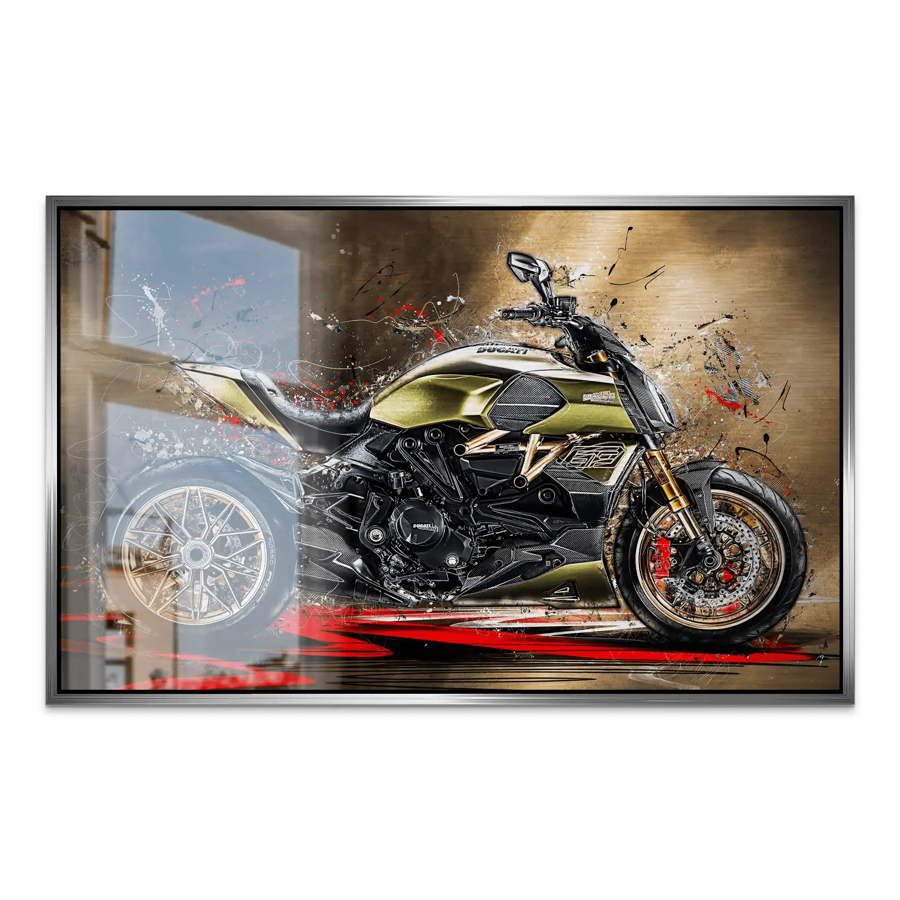 Ducati Diavel Lambo Retro Alu Dibond Gebürstet INGALERIE