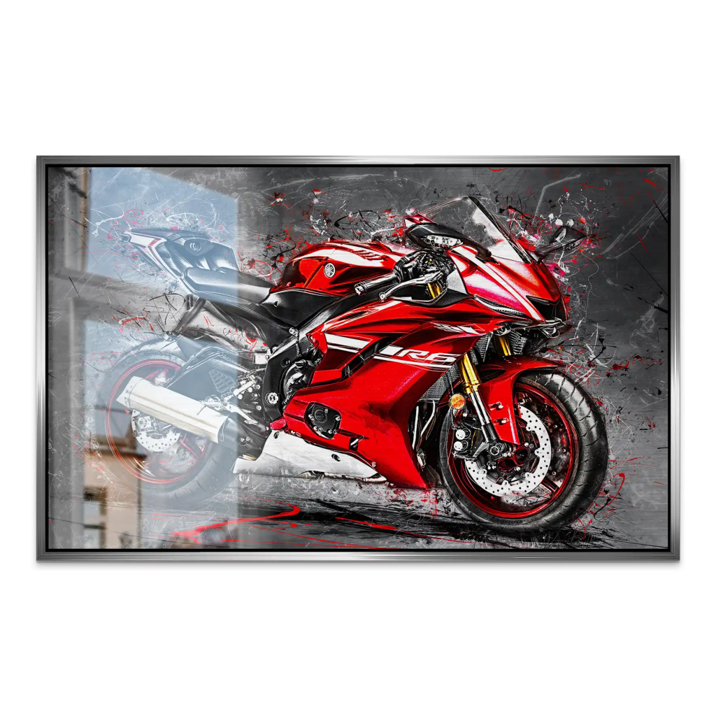 Yamaha R6 Abstrakt Rot AluDibond Gebürstet INGALERIE