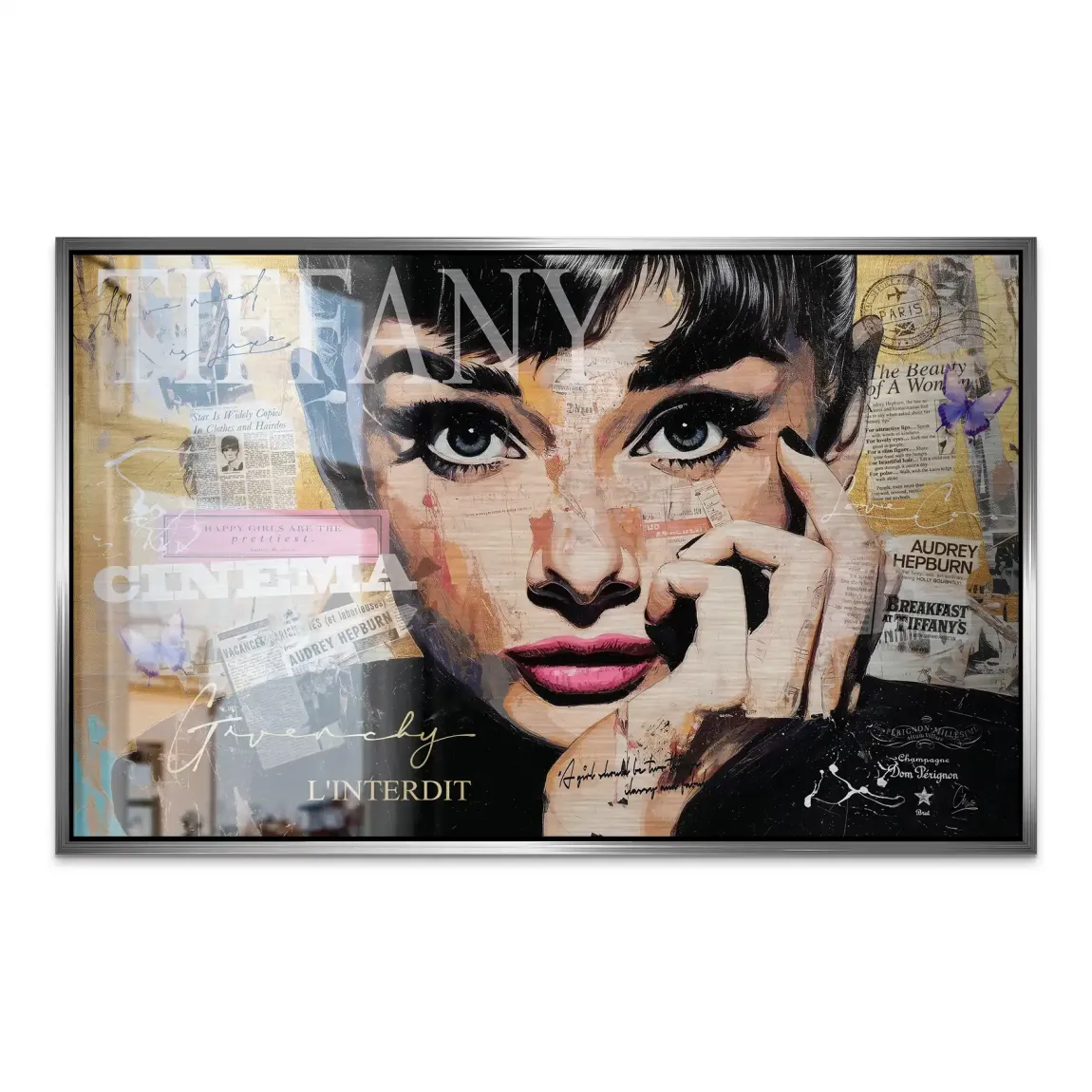 Audrey Pop Art Alu Dibond Gebürstet Bild