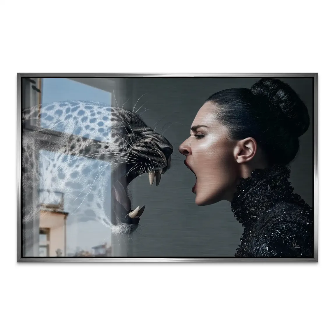 Wild Leopard Woman AluDibond Gebürstet