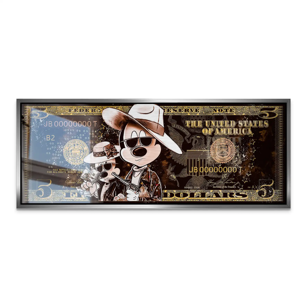 Micky und Minnie Dollar Retro Pop Art Alu Gebürstet Bild INGALERIE