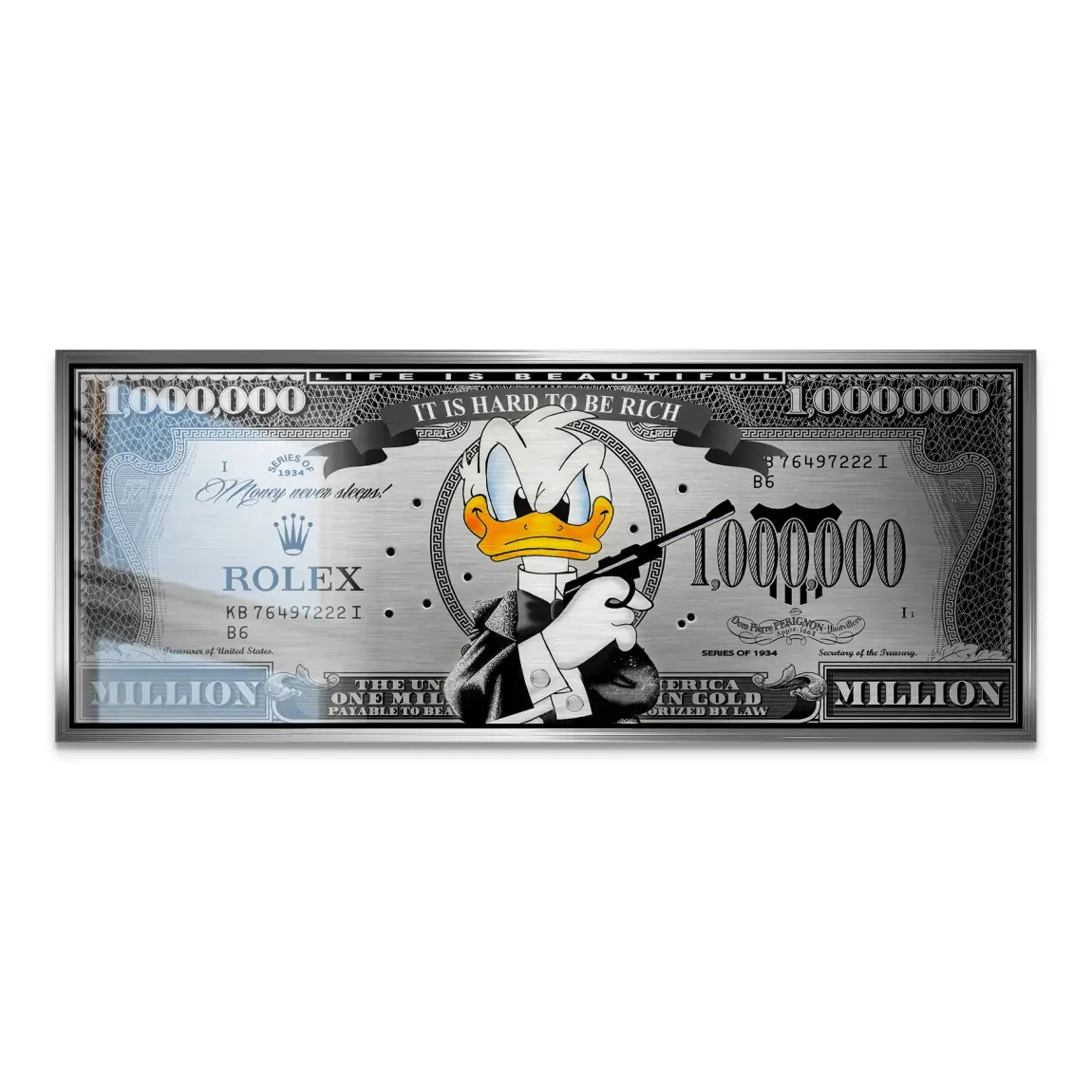 Donald Duck License to Bill Pop Art Dollar Alu Gebürstet INGALERIE
