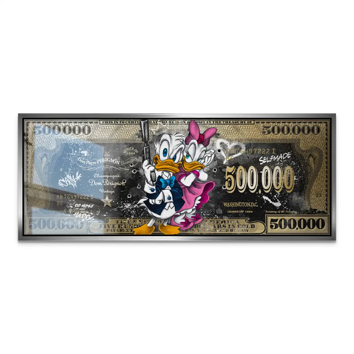 Donald & Daisy Duck Pop Art Dollar Alu Gebürstet Bild INGALERIE