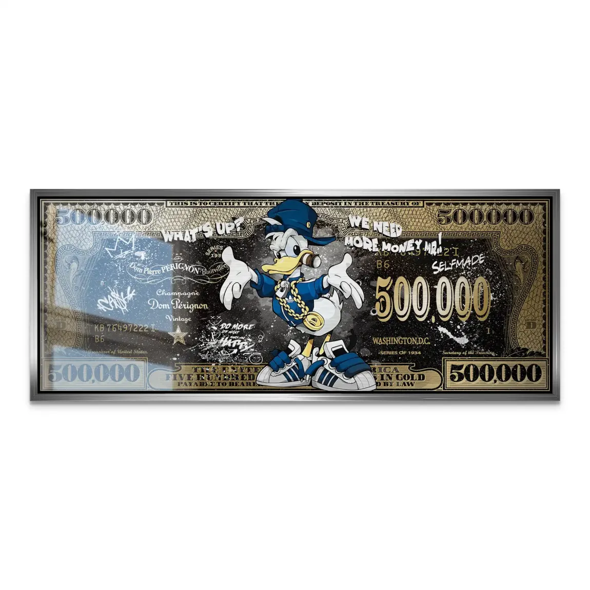 Donald Duck Whats Up Dollar Style Alu Gebürstet Bild INGALERIE
