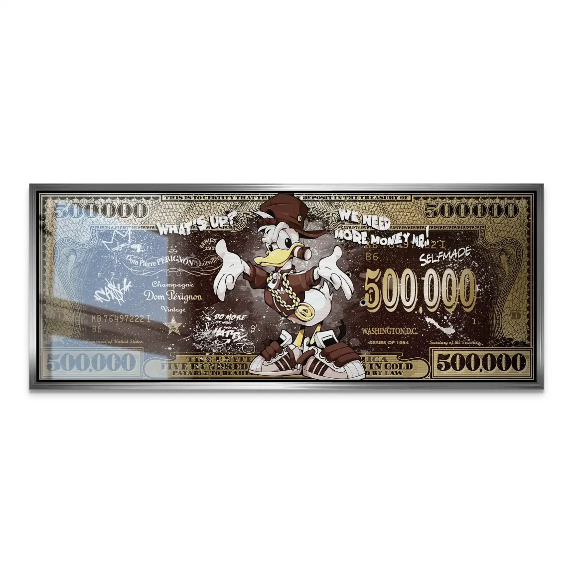 Donald Duck Whats Up Retro Dollar Alu Gebürstet Bild INGALERIE