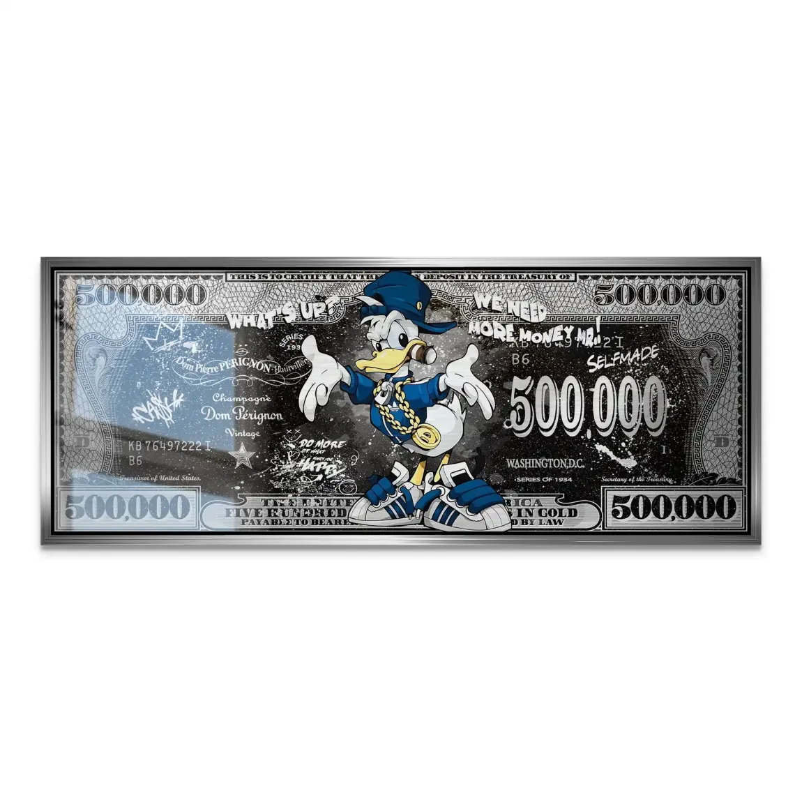 Donald Duck Whats up Dollar AluDibond Gebürstet Bild INGALERIE