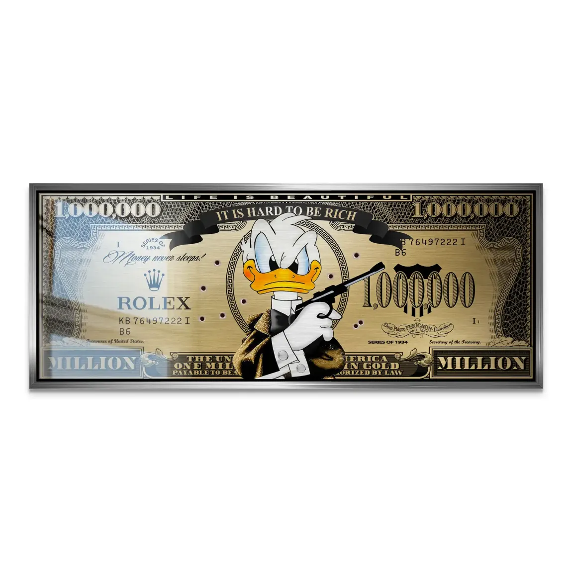 Donald Duck Goldfinger Instinct Pop Art Dollar Alu Gebürstet INGALERIE