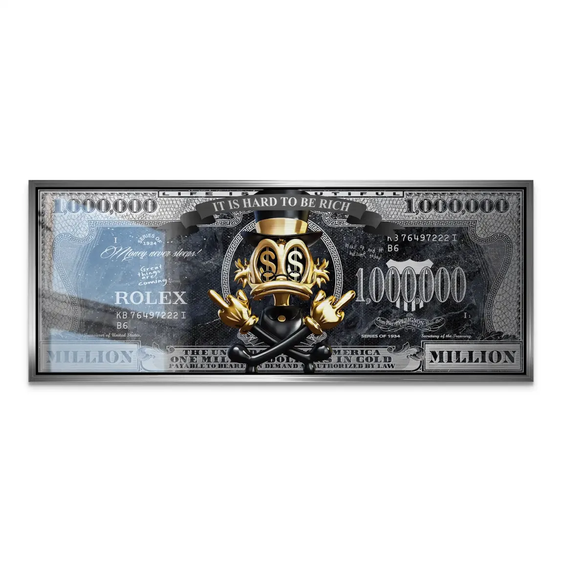 Dagobert Duck Totenkopf Black Dollar Alu Gebürstet INGALERIE