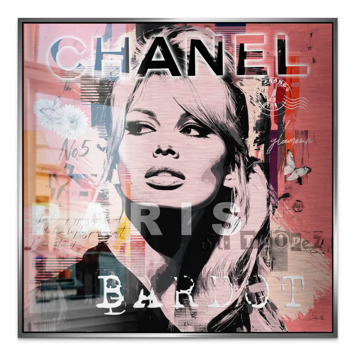 Bardot Chanel Art Aluminiumbild gebürstet