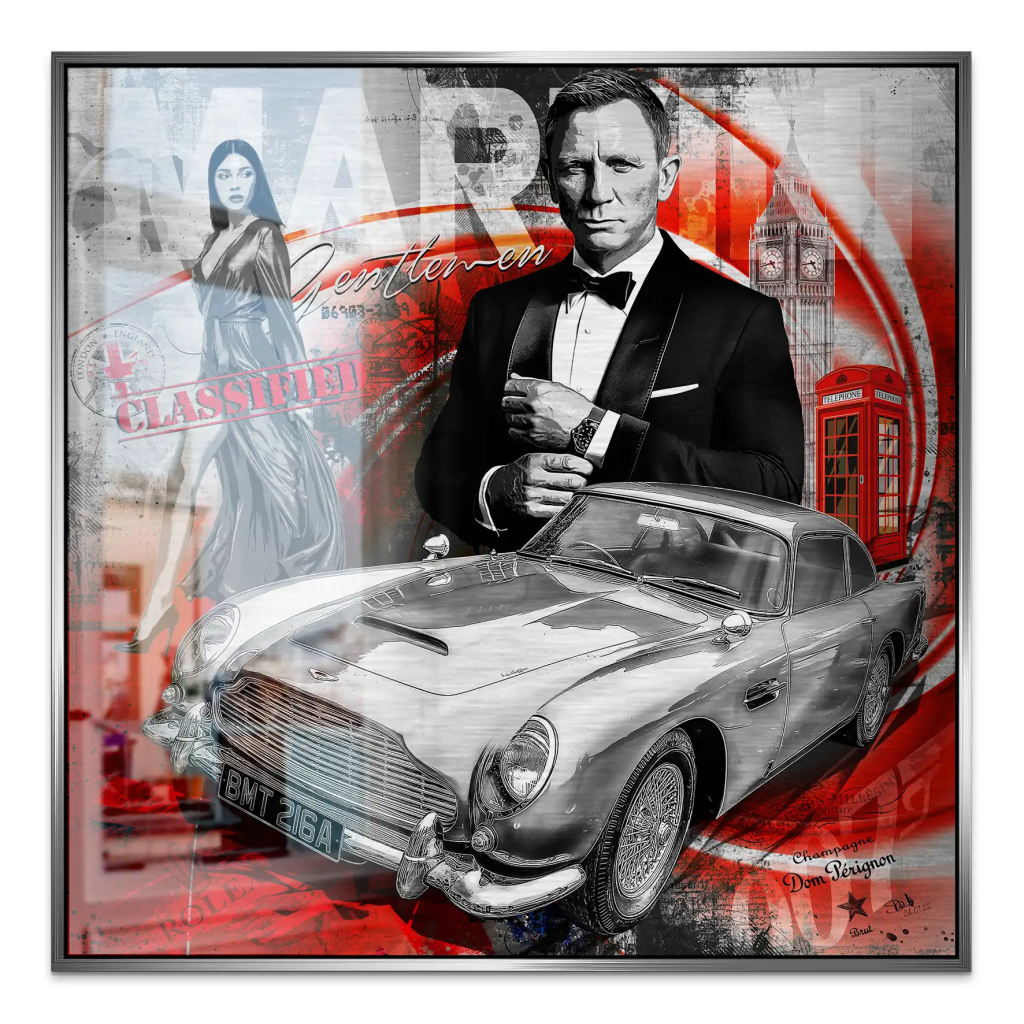 James Bond Martini Art Alu Gebürstet Bild INGALERIE
