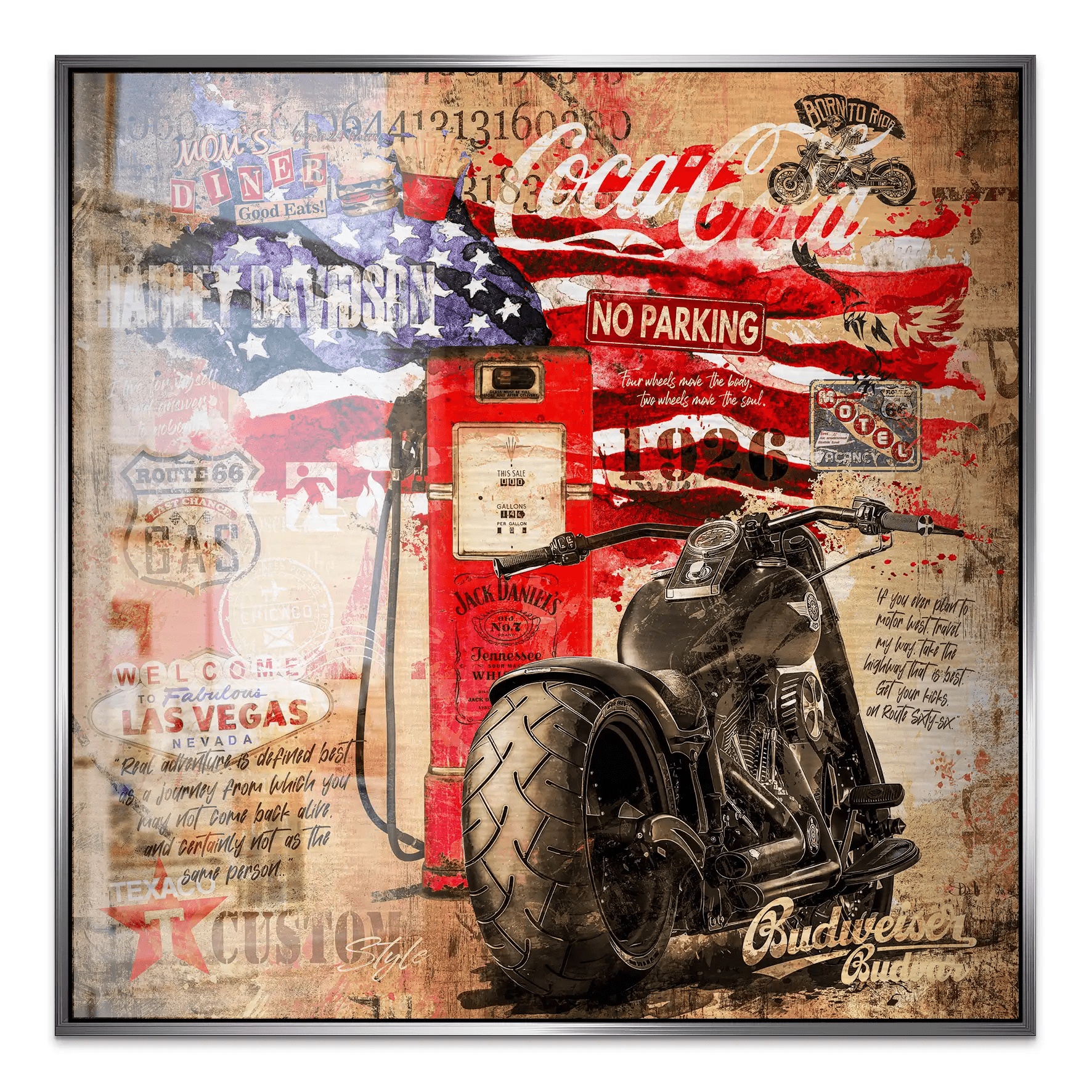 Harley USA Pop Art Retro Alu Gebürstet Bild INGALERIE