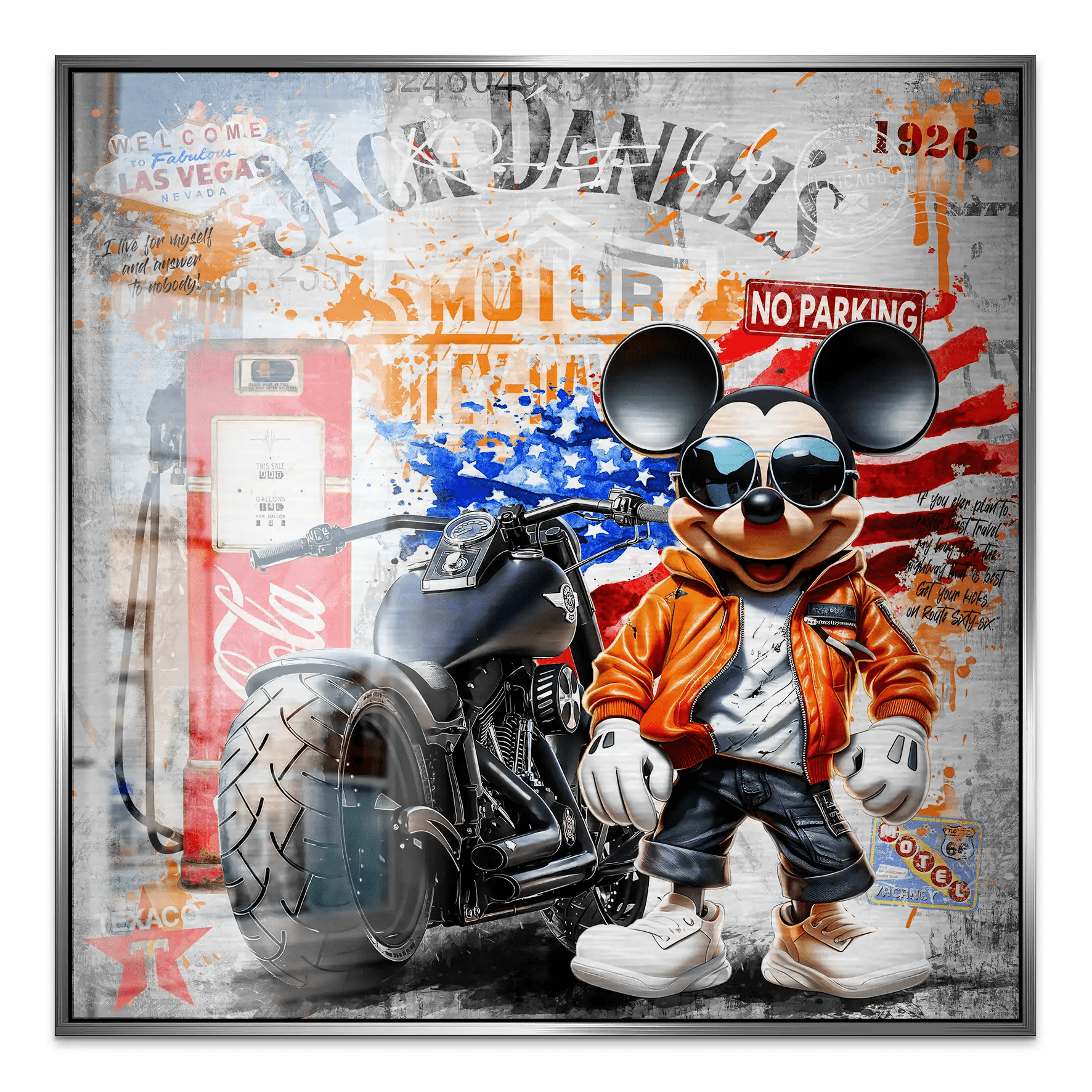 Harley Micky Maus Pop Art Alu Gebürstet Bild INGALERIE
