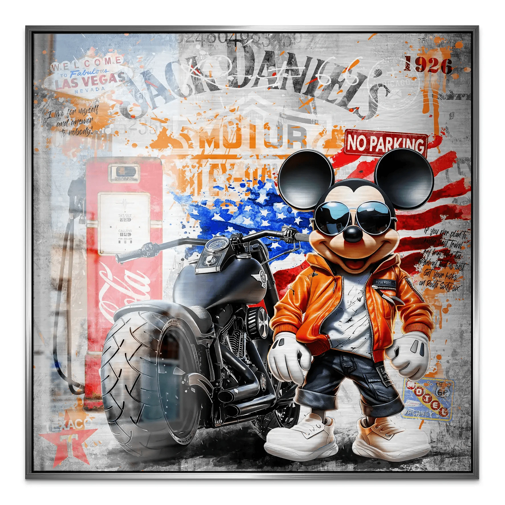 Harley Micky Maus Pop Art Alu Gebürstet Bild INGALERIE