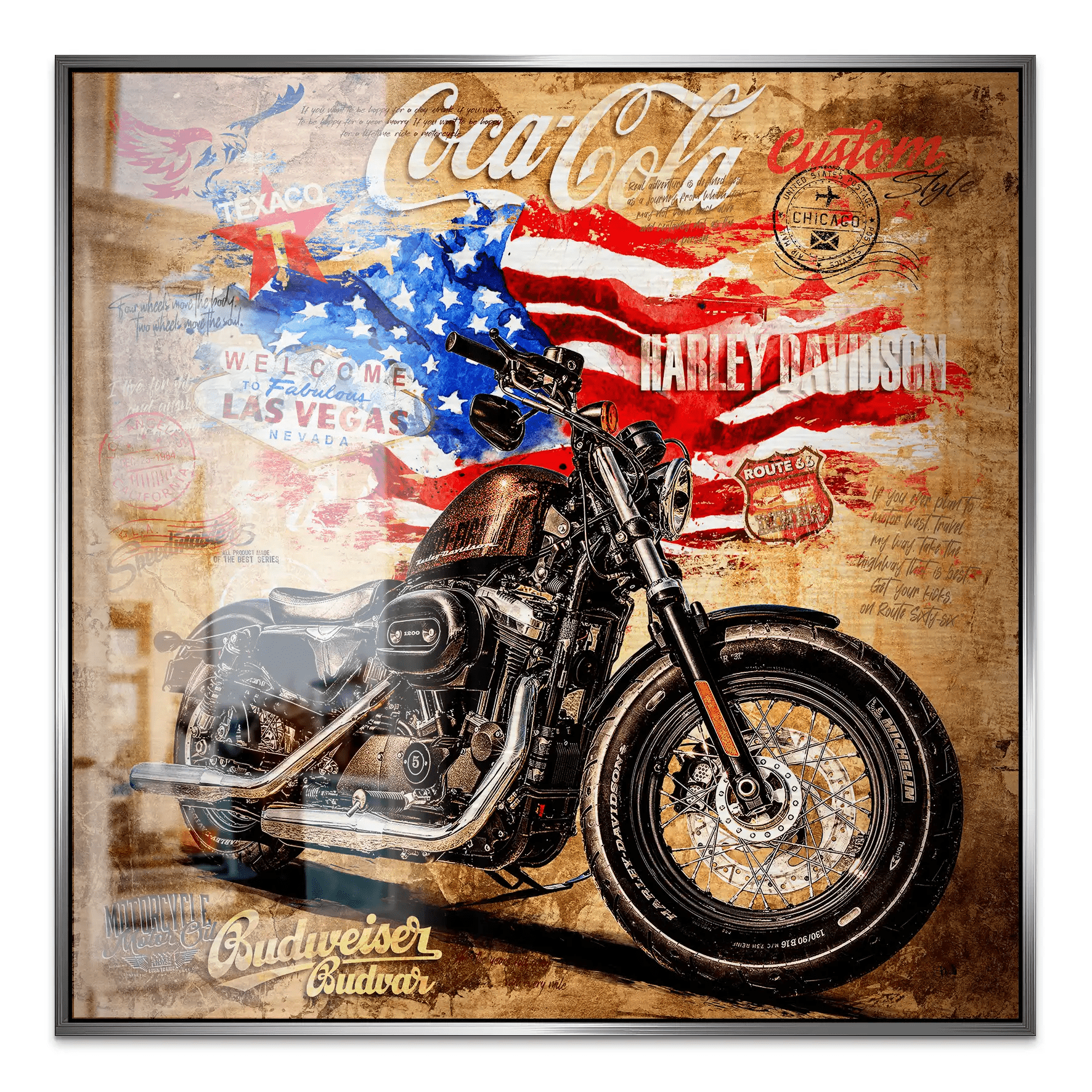 Harley Custom Pop Art Nr.2 Alu Gebürstet INGALERIE