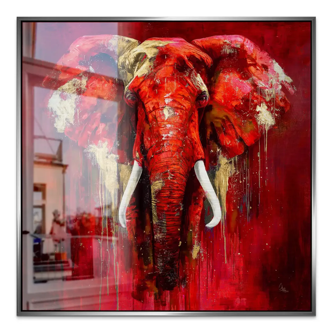 Roter Elefant Aluminiumbild gebürstet