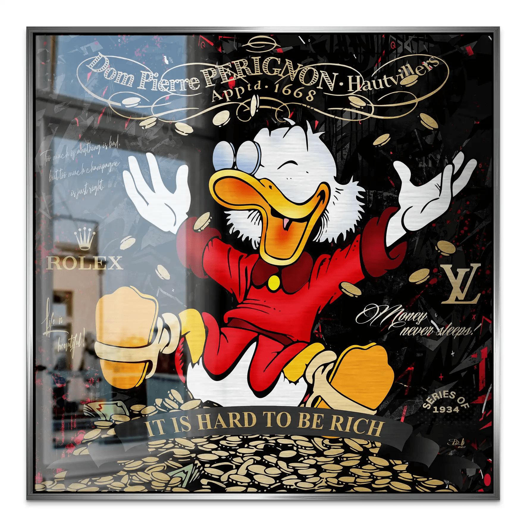Rich Dagobert Duck Alu Gebürstet Bild INGALERIE