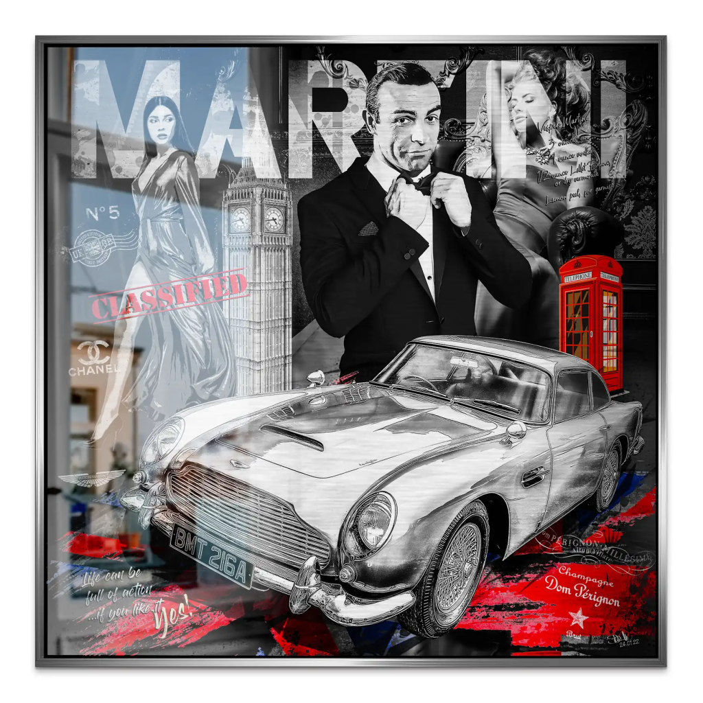 James Bond Martini Connery Style Alu Gebürstet Bild INGALERIE
