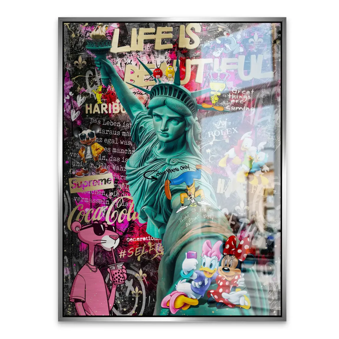 Liberty Selfie Pop Art Alu Gebürstet Bild