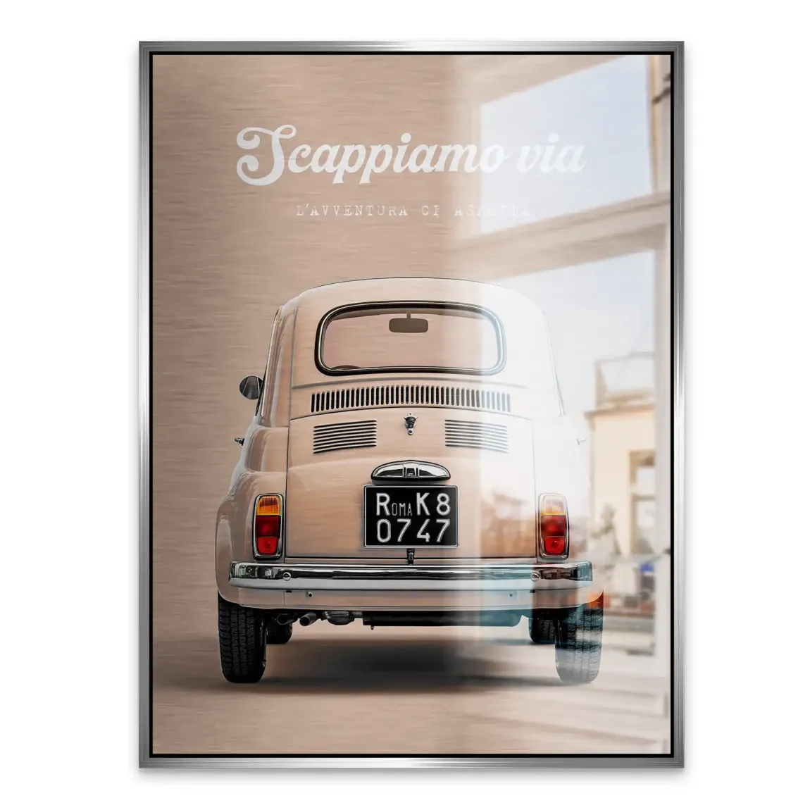 Fiat 500 Crema Aluminiumbild gebürstet