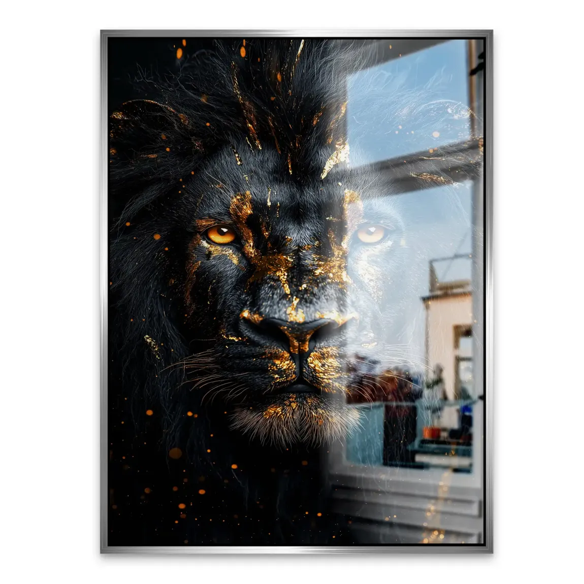 Black Lion in Gold Aludibond Gebürstet INGALERIE
