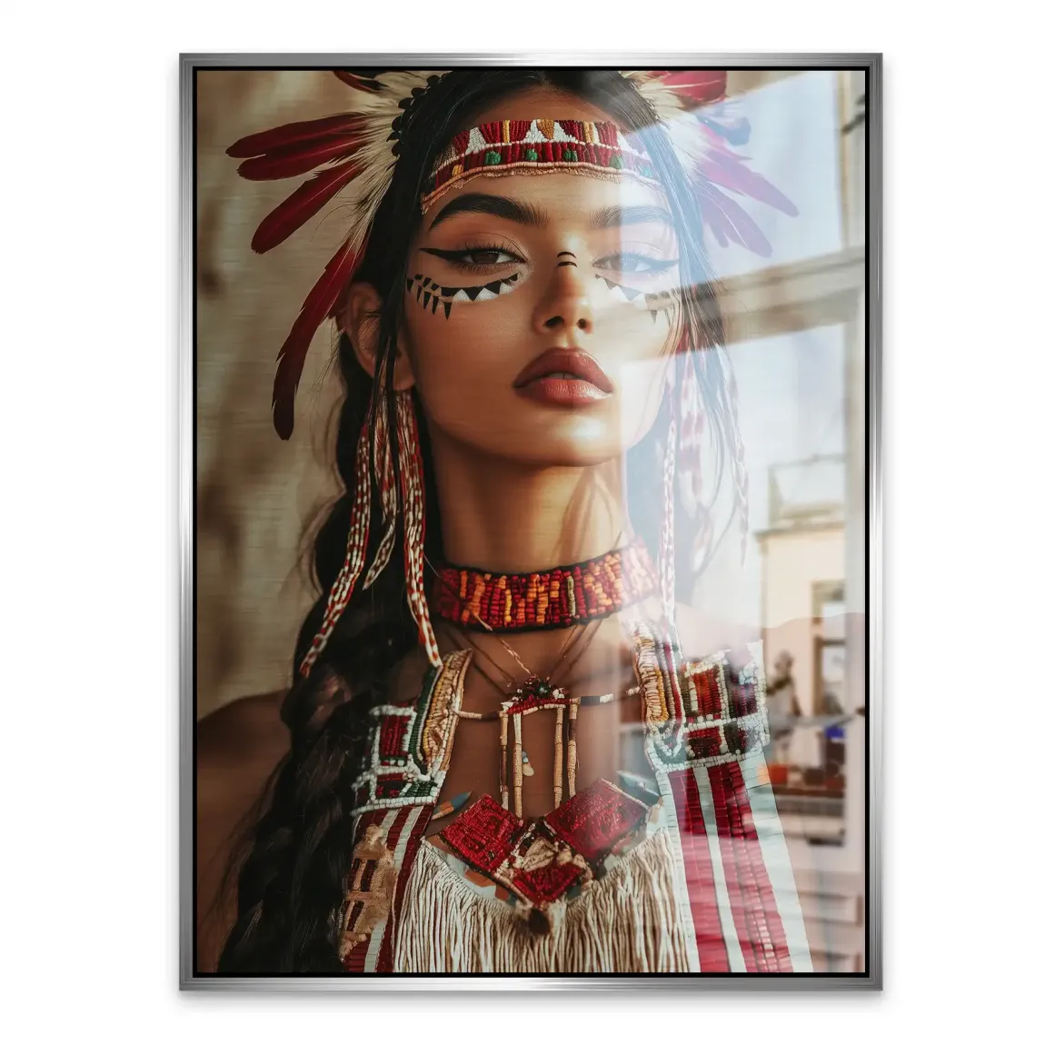 Die Indianerin Aluminiumbild gebürstet