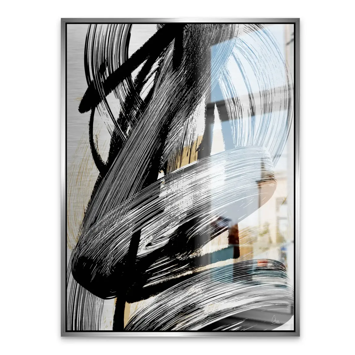 Black Motion Abstrakt Alu Gebürstet Bild