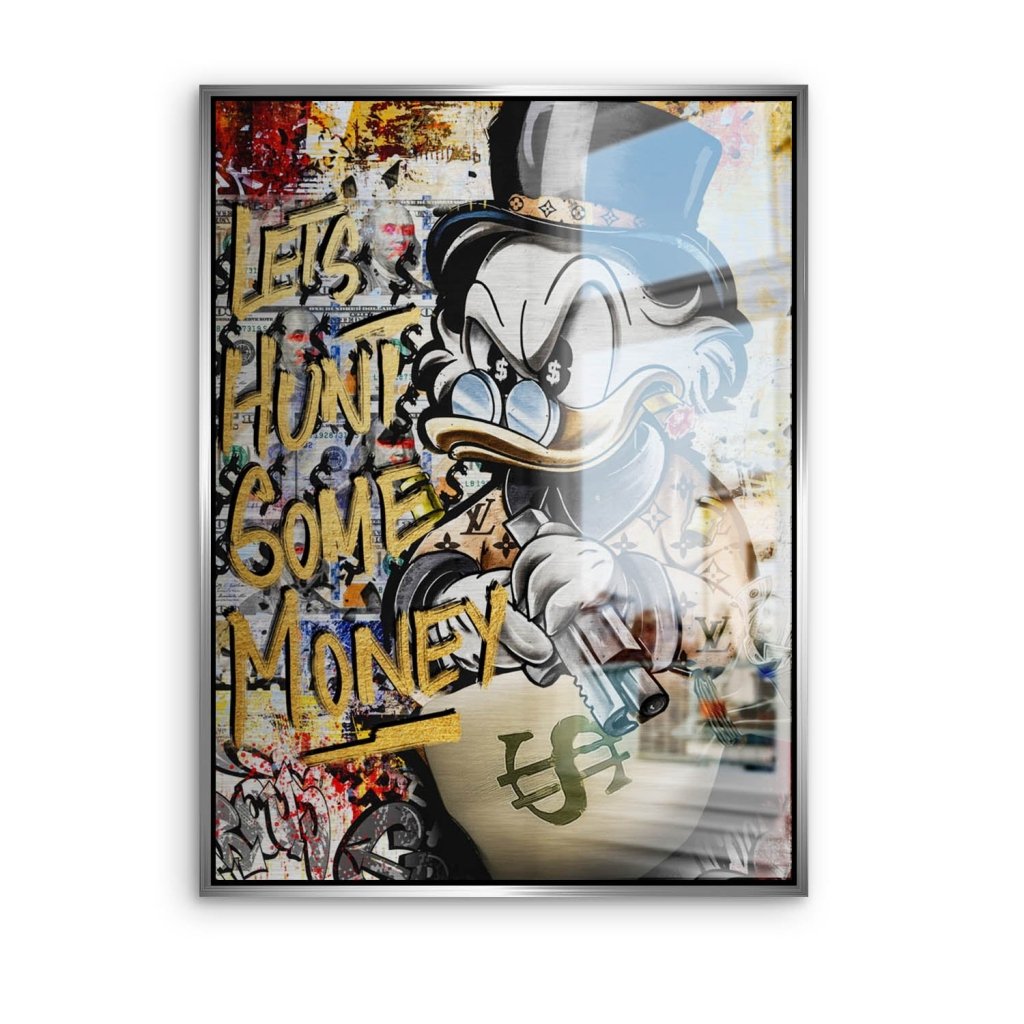 Dagobert Duck Let's Hunt Pop Art Aludibond Gebürstet Bild INGALERIE