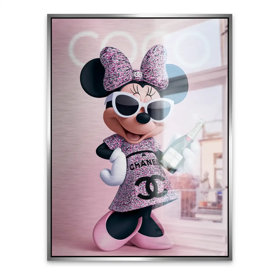 Minnie Maus Moet Aluminiumbild gebürstet