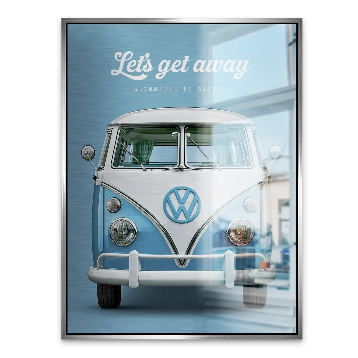 Blue VW Bulli Aluminiumbild gebürstet