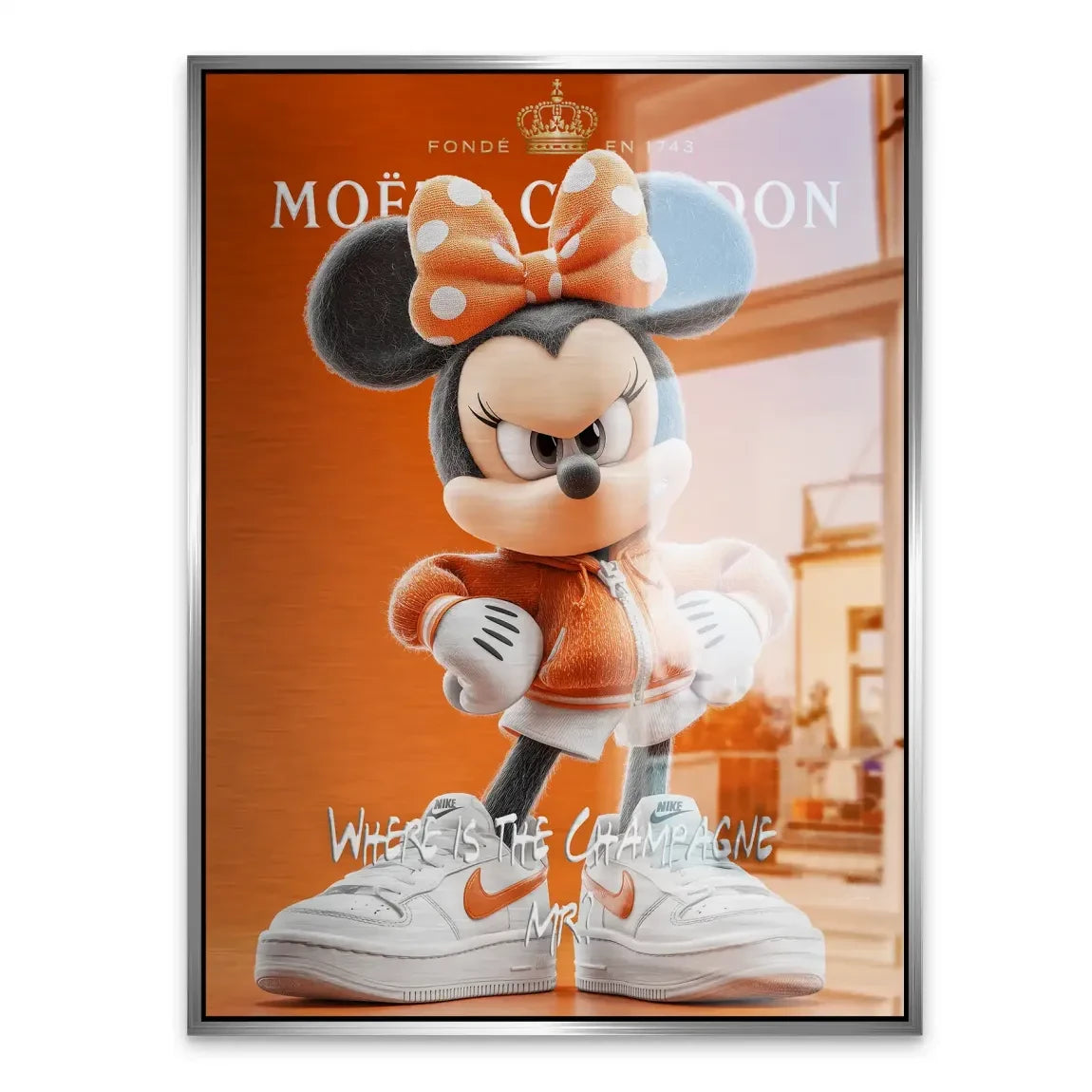 Champagne Mood Minnie Maus Alu Gebürstet Bild INGALERIE