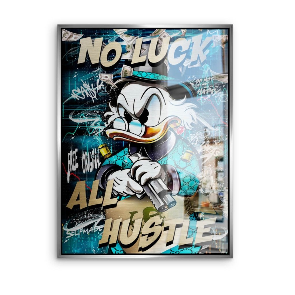 Dagobert Duck All Hustle Pop Art Aludibond Brush Bild INGALERIE