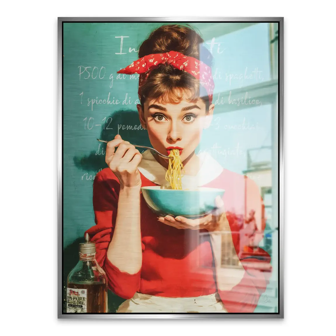 Audrey Hepburn Pasta Moments Alu Gebürstet Bild