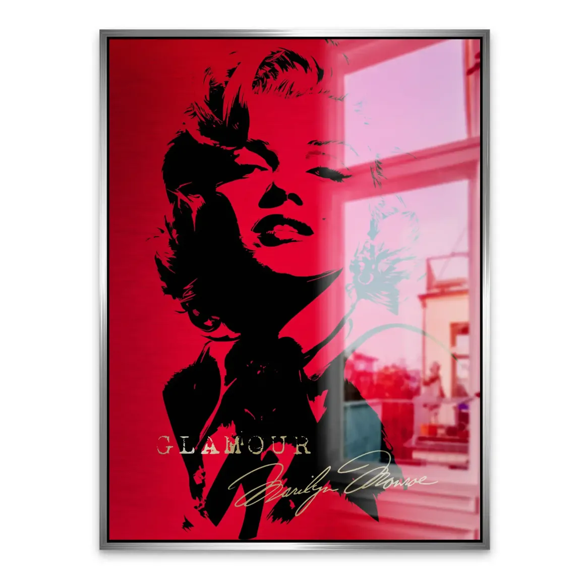 Marilyn Red Glamour Alu Gebürstet Bild
