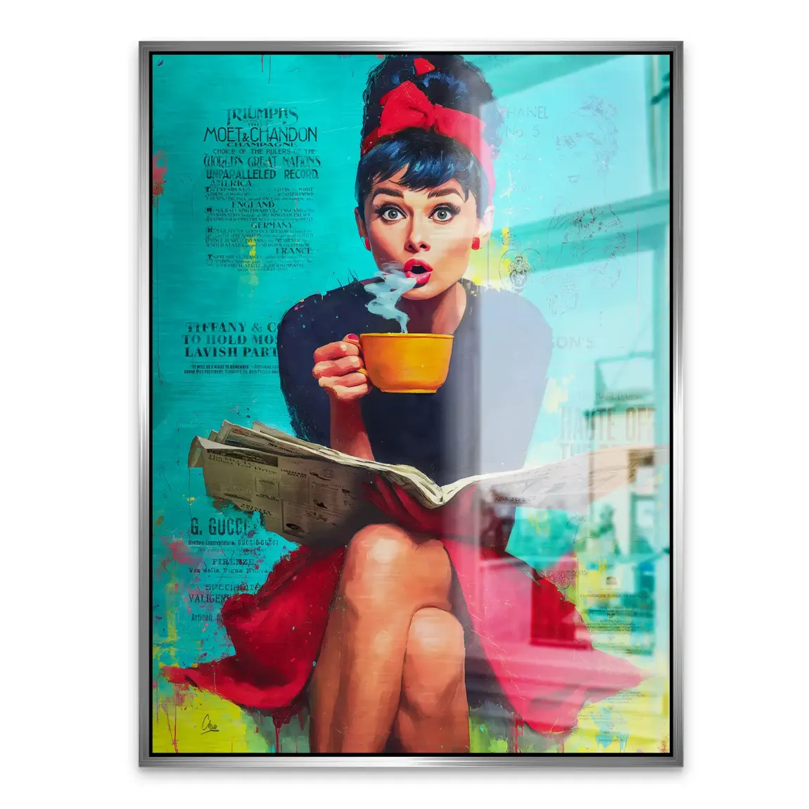 Audrey News Pop Art Aludibond Gebürstet Bild INGALERIE