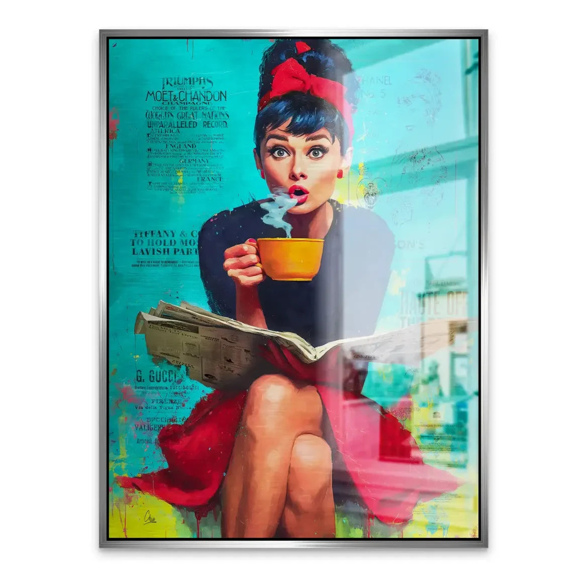 Audrey Hepburn News Pop Art Alu Gebürstet Bild INGALERIE