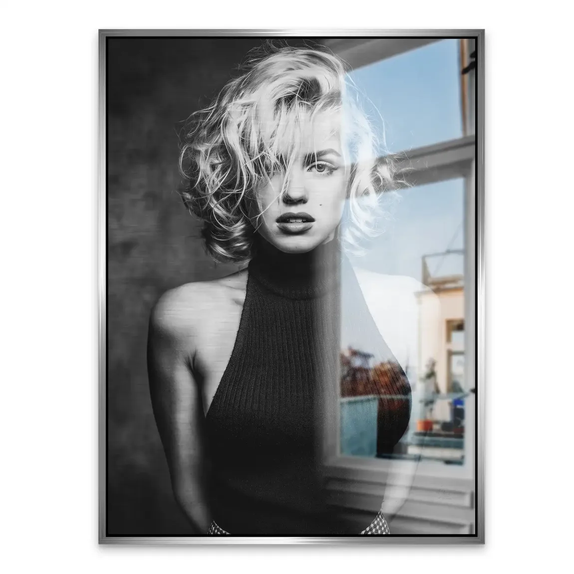 Marilyn Black and White Style Alu Gebürstet Bild