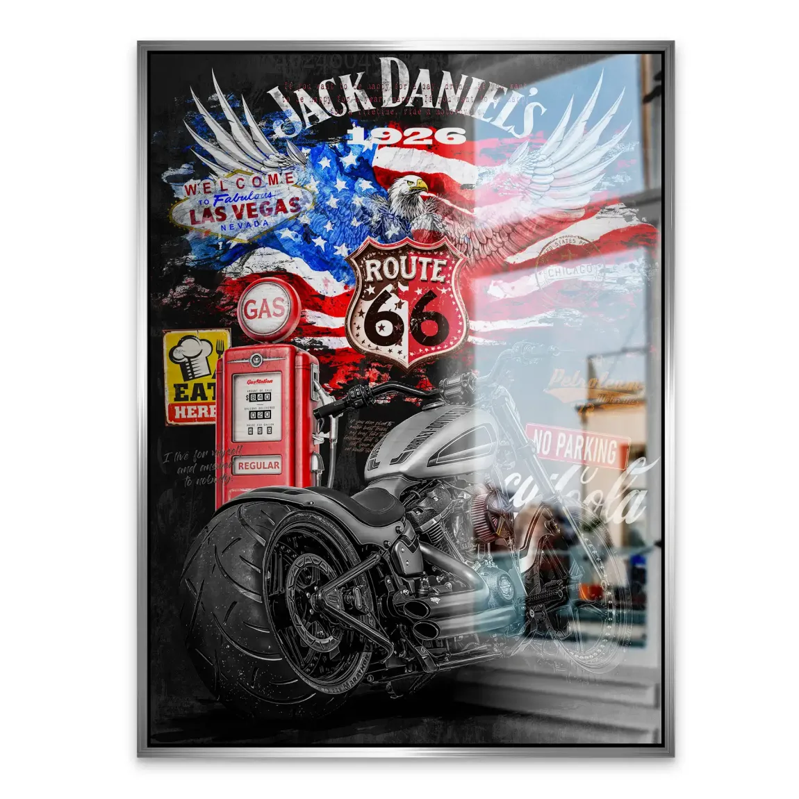 Harley Freedom Pop Art Alu Gebürstet Bild