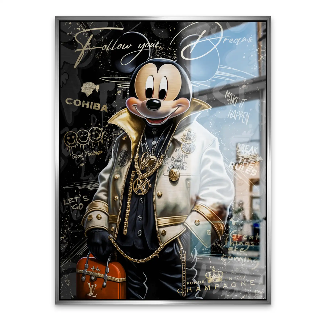 Micky Maus Dreams Pop Art Style Aludibond Brush Bild INGALERIE