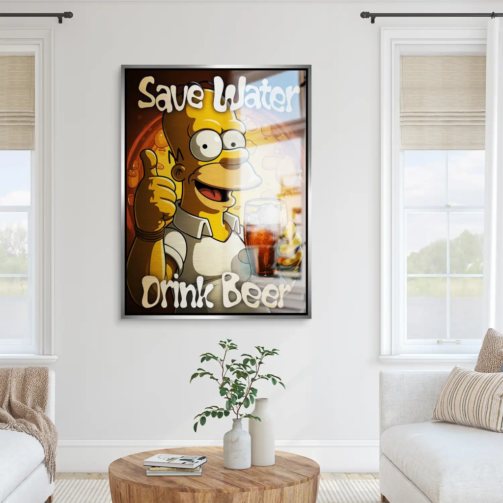 Homer Drink Beer Aludibond Gebürstet INGALERIE