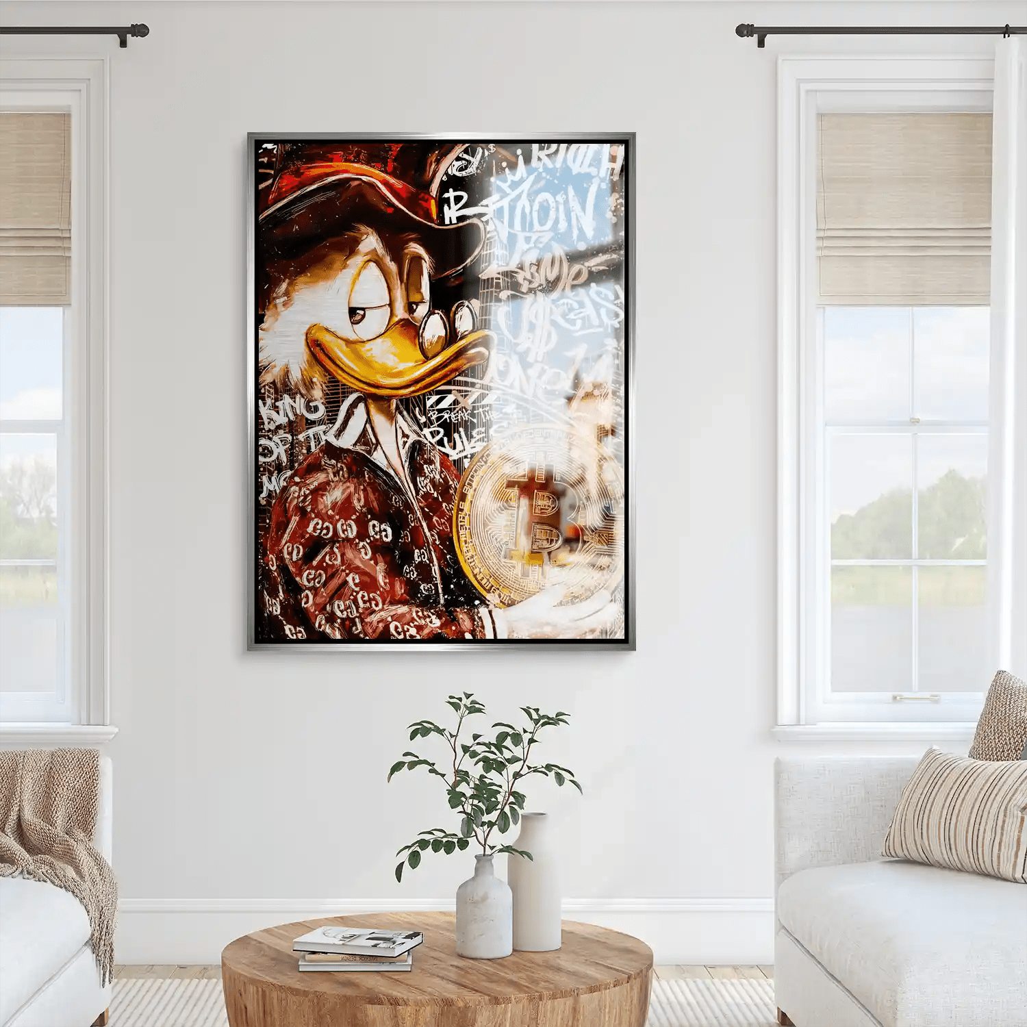 Dagobert Bitcoin Retro Pop Art Aludibond Gebürstet INGALERIE