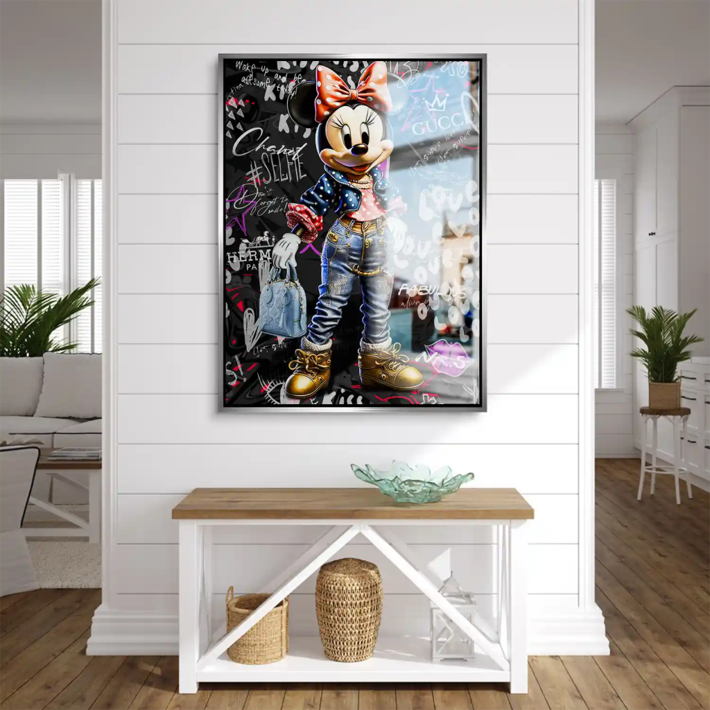 Minnie Maus Comic Street Art Alu gebürstet Bild INGALERIE
