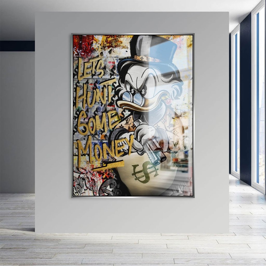 Dagobert Duck Let's Hunt Pop Art Aludibond Gebürstet Bild INGALERIE
