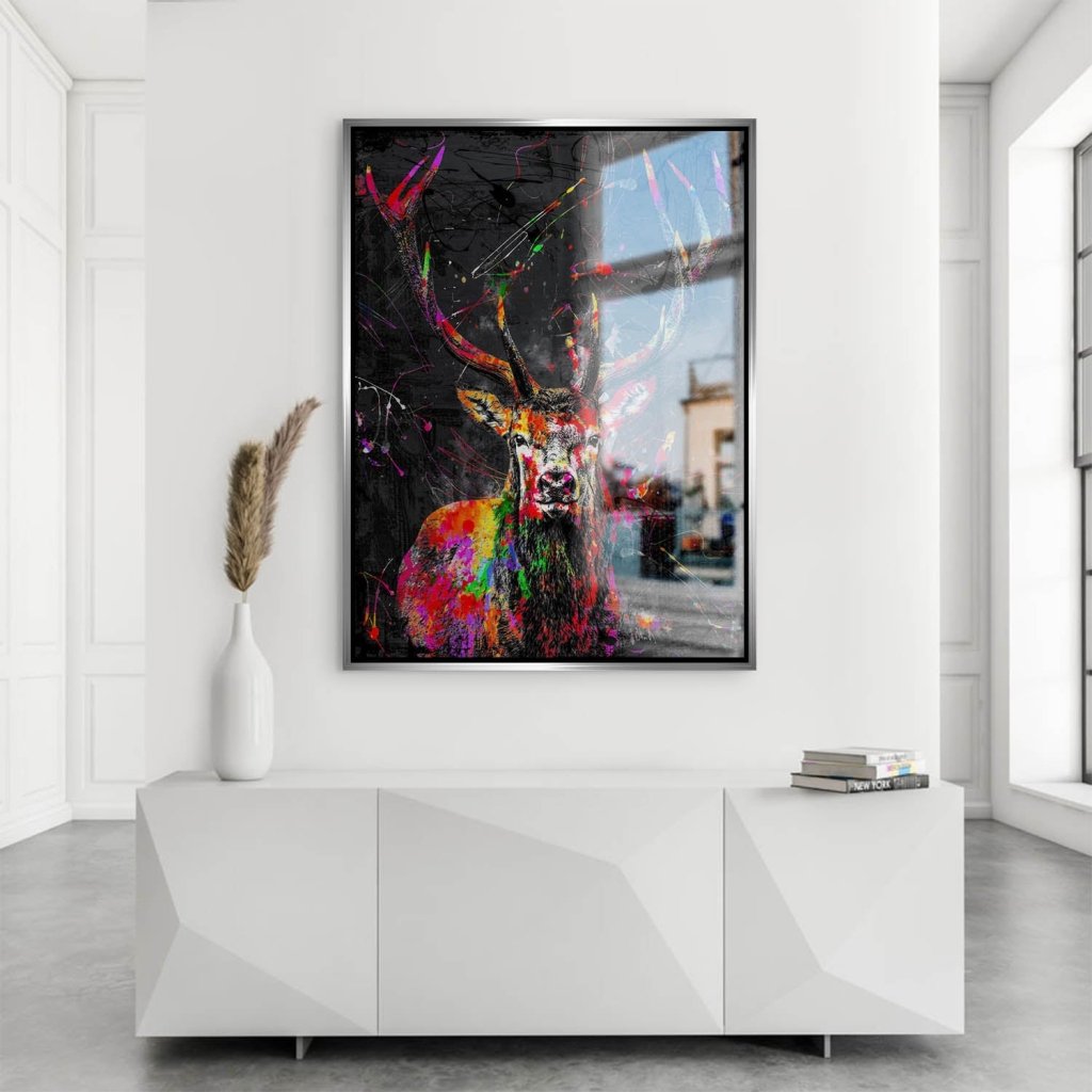 Hirsch Abstrakt Color Alu Gebürstet INGALERIE