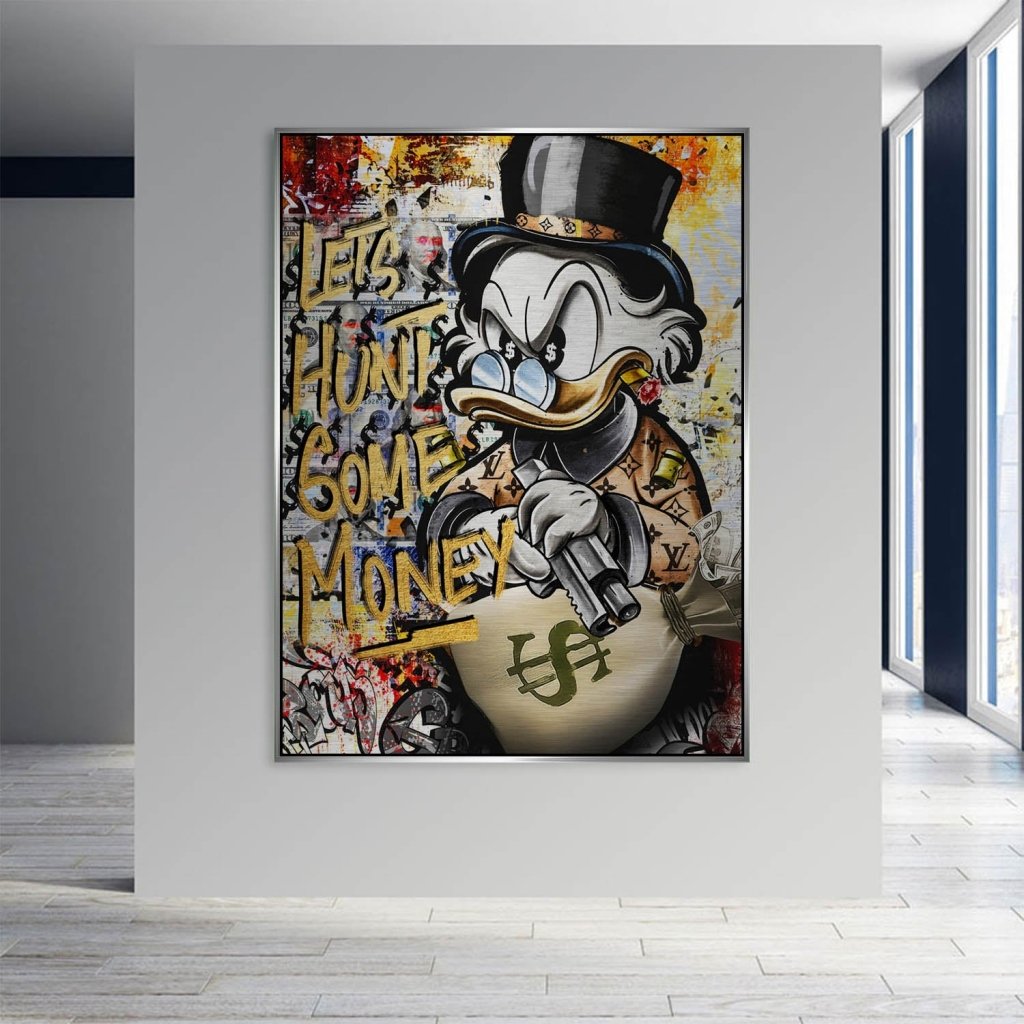 Dagobert Duck Let's Hunt Pop Art Aludibond Gebürstet Bild INGALERIE