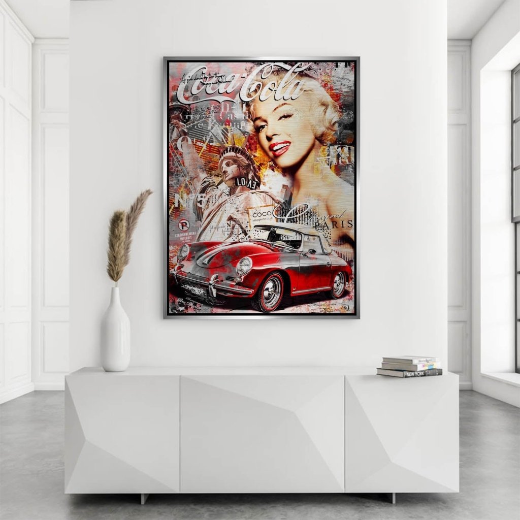 Marilyn Monroe Porsche Pop Art Alu gebürstet Bild INGALERIE
