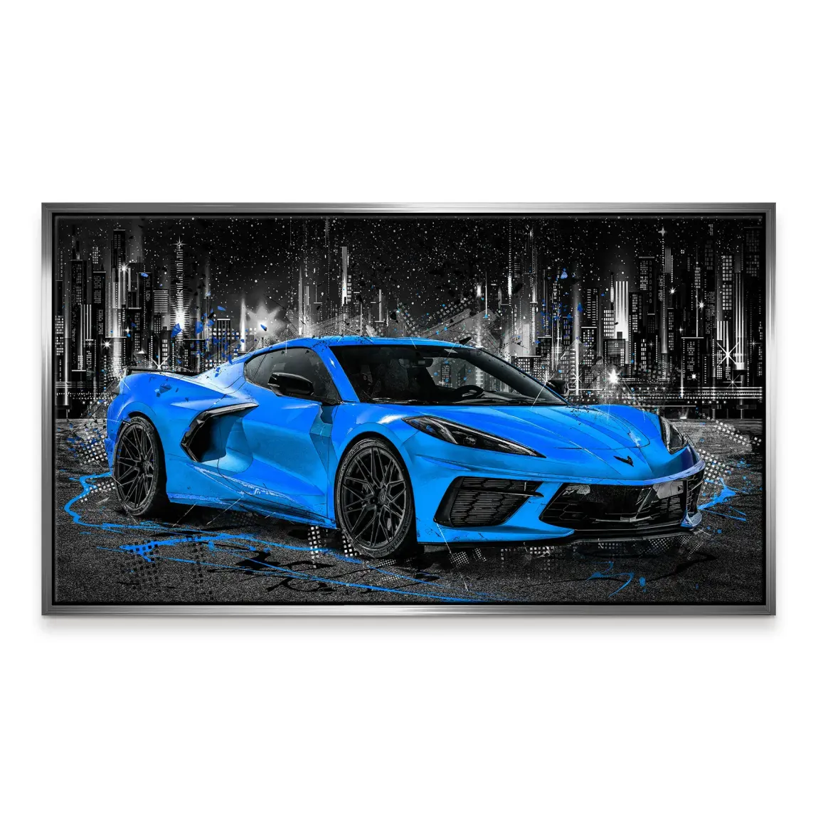 Corvette C8 Abstrak Blue Style Leinwand Bild INGALERIE