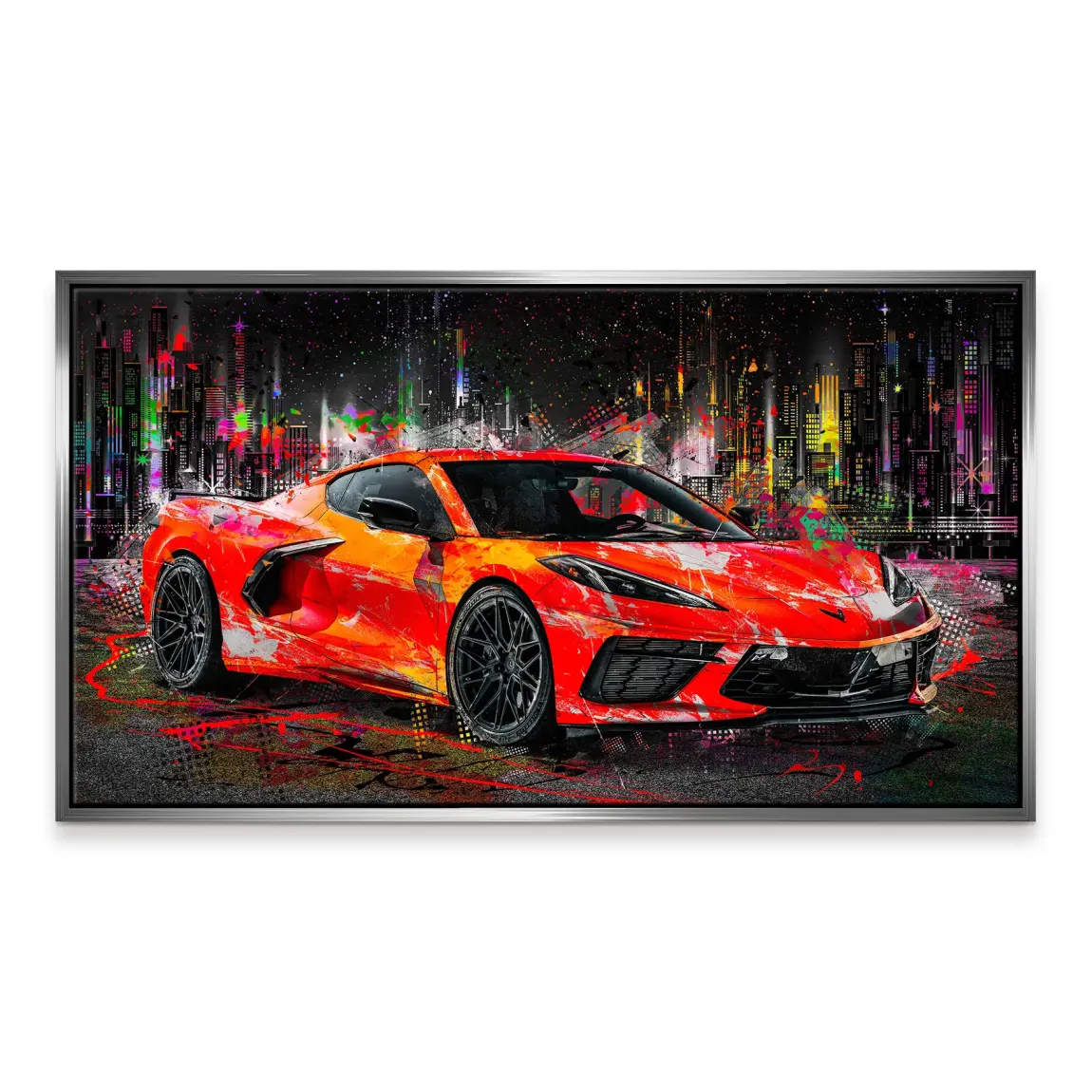 Corvette C8 Abstrak Red Style Leinwand Bild INGALERIE